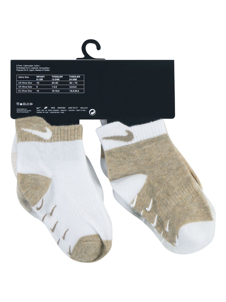 Nike Beige Infant Gripper Socks 6 Pack - Image 4 of 4