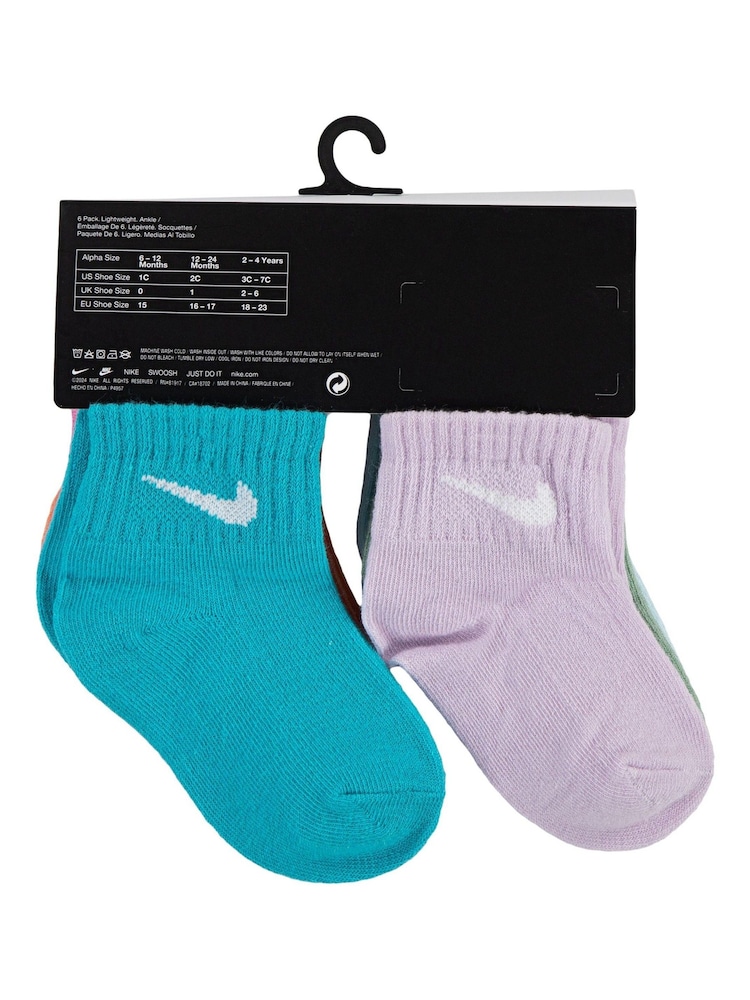 Nike Blue Swoosh Infant Ankle Socks 6 Pack - Image 4 of 4