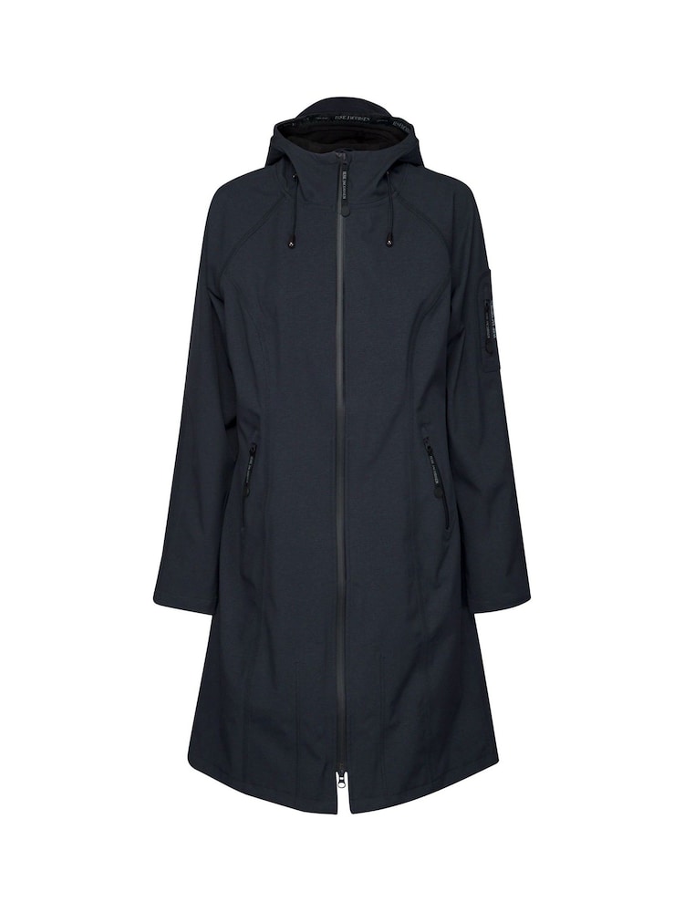Ilse Jacobsen Waterproof Slim Fit Long Softshell Raincoat - Image 2 of 3 Ilse Jacobsen Waterproof Slim Fit Long Softshell Raincoat - Image 2 of 3