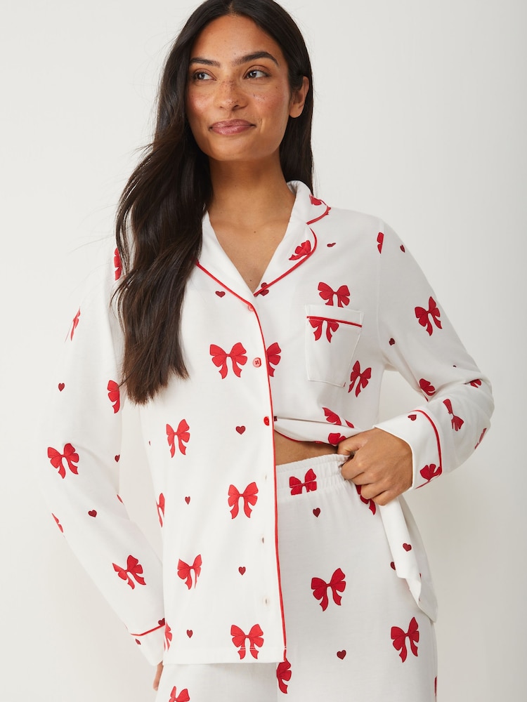 Society 8 Cream Matching Family Pretty Bow Print Pyjama Set - Image 4 of 4 Society 8 Cream Matching Family Pretty Bow Print Pyjama Set - Image 4 of 4