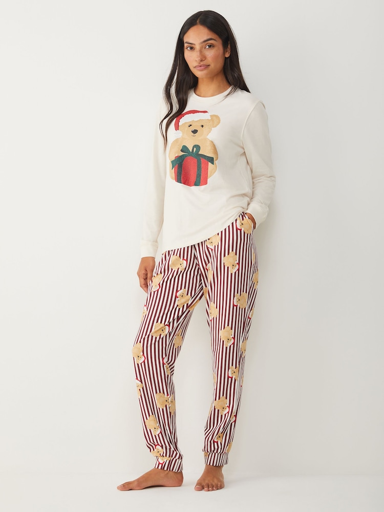 Society 8 Cream Matching Family Teddy Pyjama Set - Image 1 of 4 Society 8 Cream Matching Family Teddy Pyjama Set - Image 1 of 4