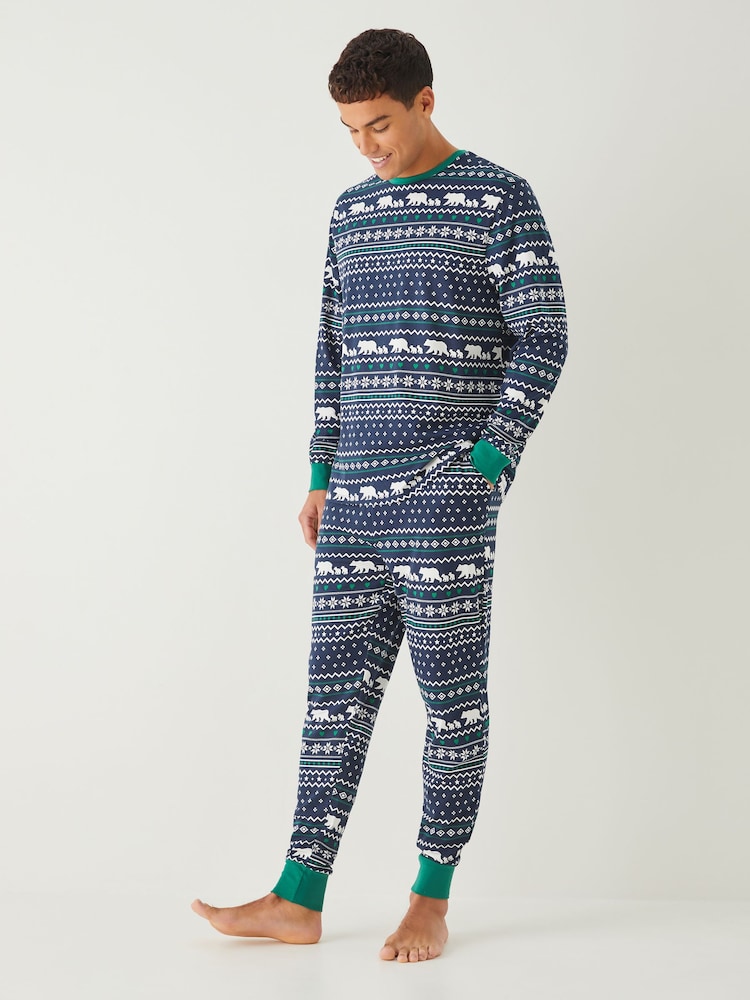 Society 8 Blue Matching Family Polar Fairisle Pyjamas Set - Image 1 of 4 Society 8 Blue Matching Family Polar Fairisle Pyjamas Set - Image 1 of 4