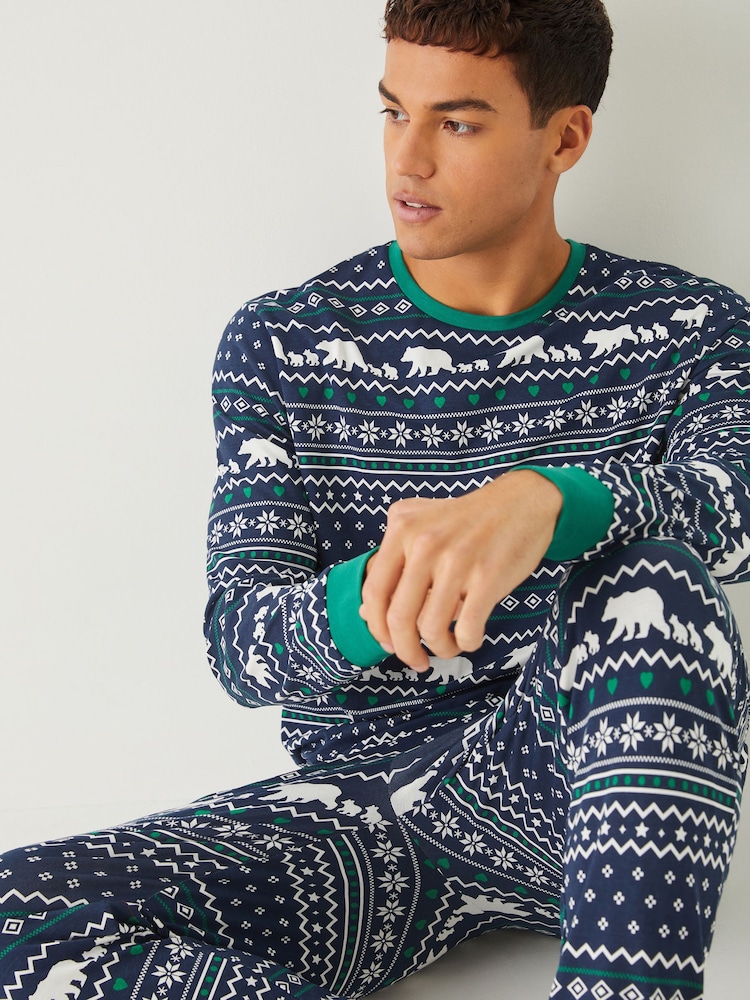 Society 8 Blue Matching Family Polar Fairisle Pyjamas Set - Image 2 of 4 Society 8 Blue Matching Family Polar Fairisle Pyjamas Set - Image 2 of 4