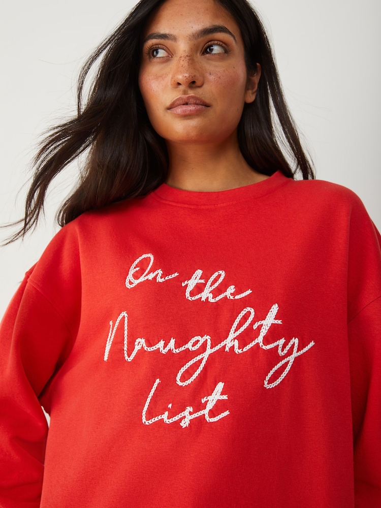 Society 8 Red Christmas List Sweat Top - Image 4 of 4 Society 8 Red Christmas List Sweat Top - Image 4 of 4