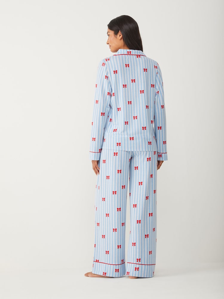 Society 8 Blue Stripe Bow Pyjama set - Image 2 of 4 Society 8 Blue Stripe Bow Pyjama set - Image 2 of 4