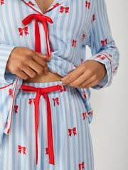 Society 8 Blue Stripe Bow Pyjama set - Image 4 of 4