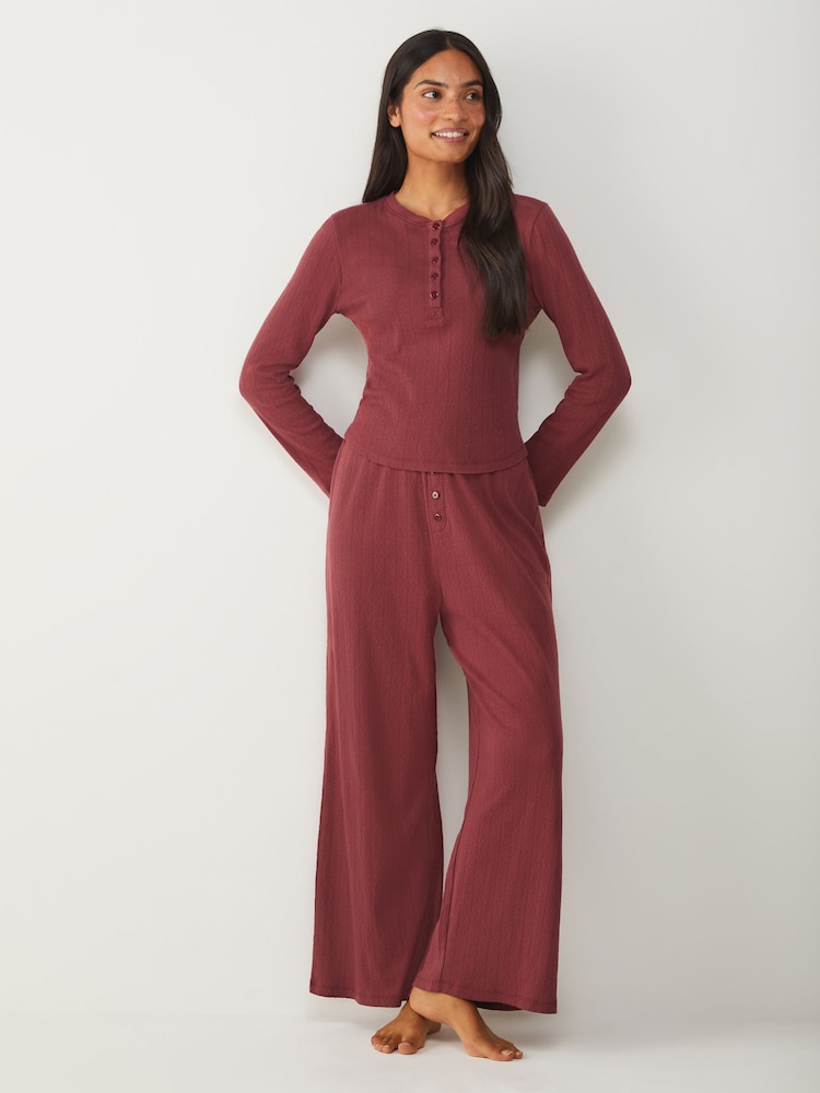 Society 8 Red Pointelle Pyjamas set - Image 1 of 4 Society 8 Red Pointelle Pyjamas set - Image 1 of 4