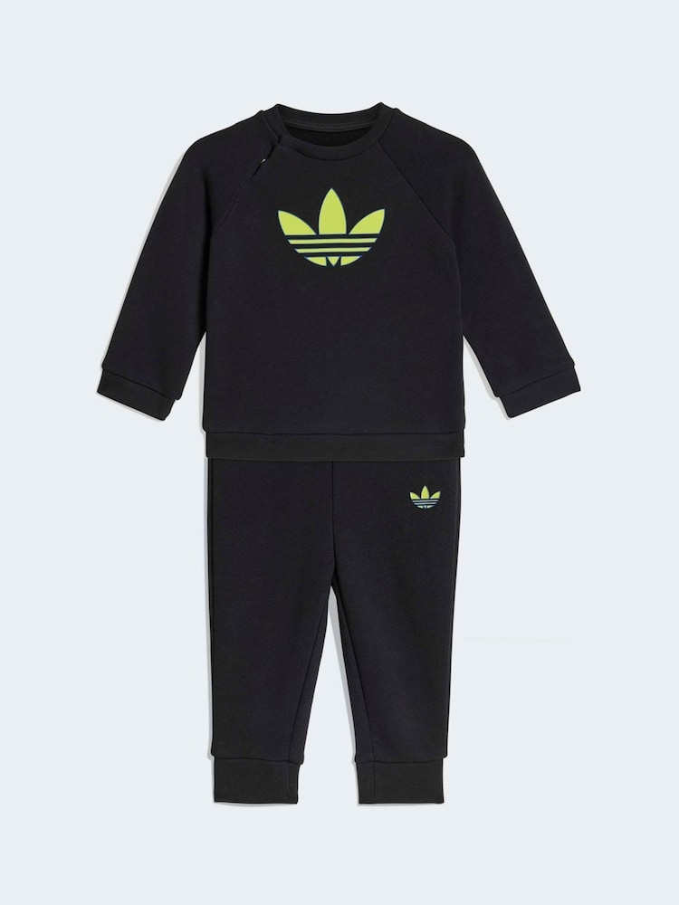 adidas Originals Black Trefoil Sweatshirt and Jogger Infant Set - Image 1 of 7
