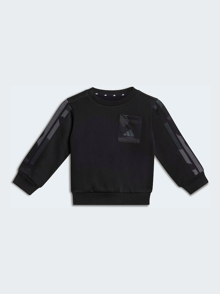 adidas Black Ground Essentials Camo Fleece Infant Kids Sweatshirt & Joggers Set - Image 2 of 8