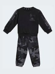 adidas Black Ground Essentials Camo Fleece Infant Kids Sweatshirt & Joggers Set - Image 3 of 8