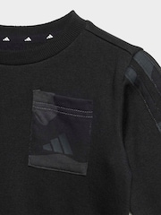adidas Black Ground Essentials Camo Fleece Infant Kids Sweatshirt & Joggers Set - Image 4 of 8
