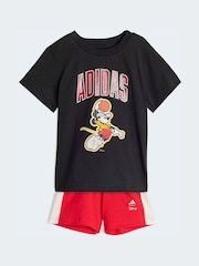 adidas Black Disney Mickey Mouse T-Shirt and Short Infant Set - Image 1 of 7