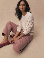 Ecru Sausage Dog Embroidery Supersoft Crew Neck Long Sleeve Jumper - Image 2 of 4