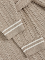 Reiss Oatmeal Brown Tuscano Half-Zip Cable Knit Jumper With Wool - Image 6 of 6