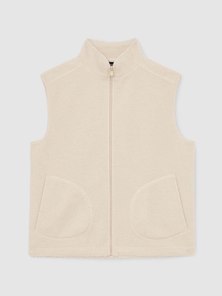 Reiss Ecru Capriano Fleece Zip-Through Gilet - Image 2 of 7 Reiss Ecru Capriano Fleece Zip-Through Gilet - Image 2 of 7