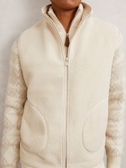 Reiss Ecru Capriano Fleece Zip-Through Gilet - Image 3 of 7