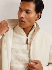 Reiss Ecru Capriano Fleece Zip-Through Gilet - Image 4 of 7