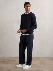 Reiss Navy Foulton Wool Cashmere Reverse-Seam Jumper - Image 4 of 6