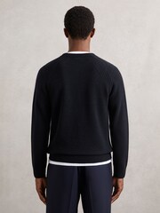 Reiss Navy Foulton Wool Cashmere Reverse-Seam Jumper - Image 5 of 6