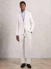 Reiss White Hamlet Slim Fit Lyocell Linen Single Breasted Suit Blazer - Image 3 of 8
