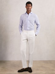 Reiss White Hamlet Slim Fit Lyocell Linen Suit Trousers - Image 1 of 7