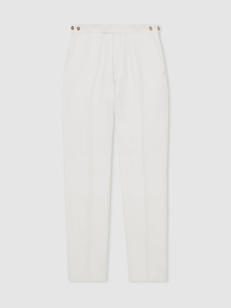 Reiss White Hamlet Slim Fit Lyocell Linen Suit Trousers - Image 2 of 7