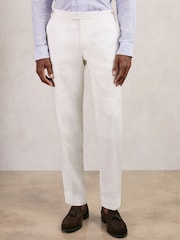 Reiss White Hamlet Slim Fit Lyocell Linen Suit Trousers - Image 3 of 7