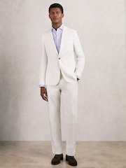Reiss White Hamlet Slim Fit Lyocell Linen Suit Trousers - Image 4 of 7