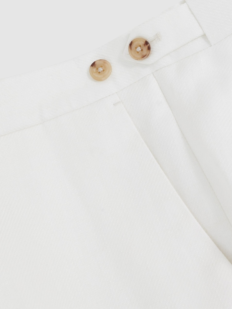 Reiss White Hamlet Slim Fit Lyocell Linen Suit Trousers - Image 7 of 7