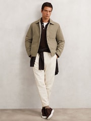 Reiss Olive Green Parker Lightly-Padded Patch-Pocket Overshirt - Image 1 of 8