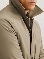 Reiss Olive Green Parker Lightly-Padded Patch-Pocket Overshirt - Image 4 of 8