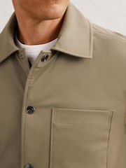 Reiss Olive Green Parker Lightly-Padded Patch-Pocket Overshirt - Image 6 of 8