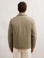Reiss Olive Green Parker Lightly-Padded Patch-Pocket Overshirt - Image 7 of 8