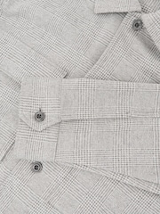 Reiss Soft Grey Laroy Jersey Check Twin-Pocket Overshirt - Image 7 of 7