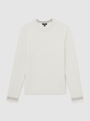 Reiss White Luca Cable-Knit Jumper With Wool - Image 2 of 6