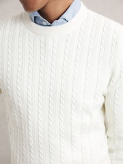 Reiss White Luca Cable-Knit Jumper With Wool - Image 3 of 6