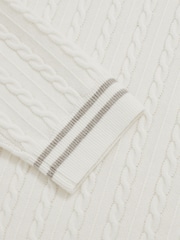 Reiss White Luca Cable-Knit Jumper With Wool - Image 6 of 6