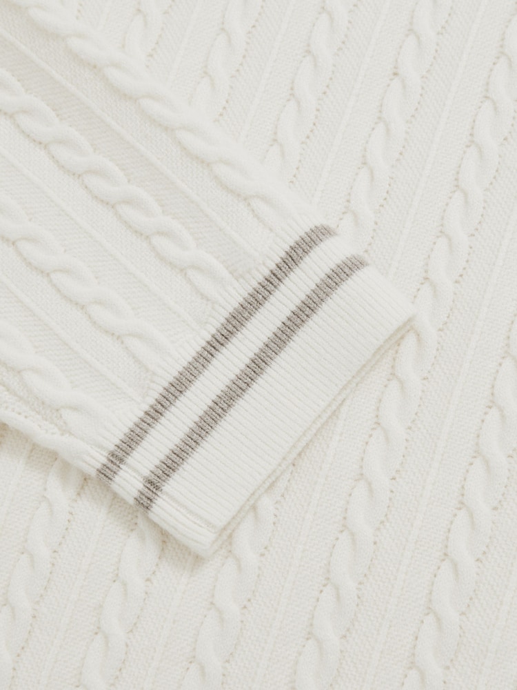 Reiss White Luca Cable-Knit Jumper With Wool - Image 6 of 6