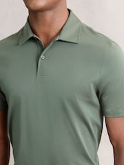 Reiss Kale Green Earl Cotton Short-Sleeve Polo Shirt - Image 4 of 6