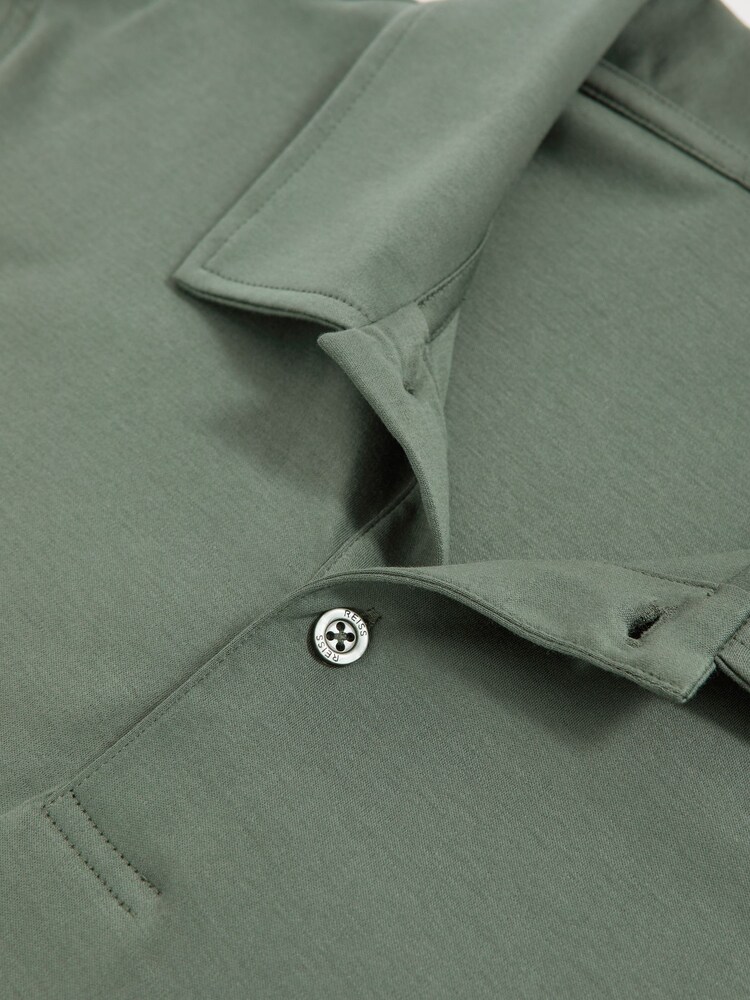 Reiss Kale Green Earl Cotton Short-Sleeve Polo Shirt - Image 6 of 6 Reiss Kale Green Earl Cotton Short-Sleeve Polo Shirt - Image 6 of 6