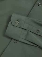 Reiss Kale Green Duke Cotton-Jersey Button-Through Shirt - Image 6 of 6