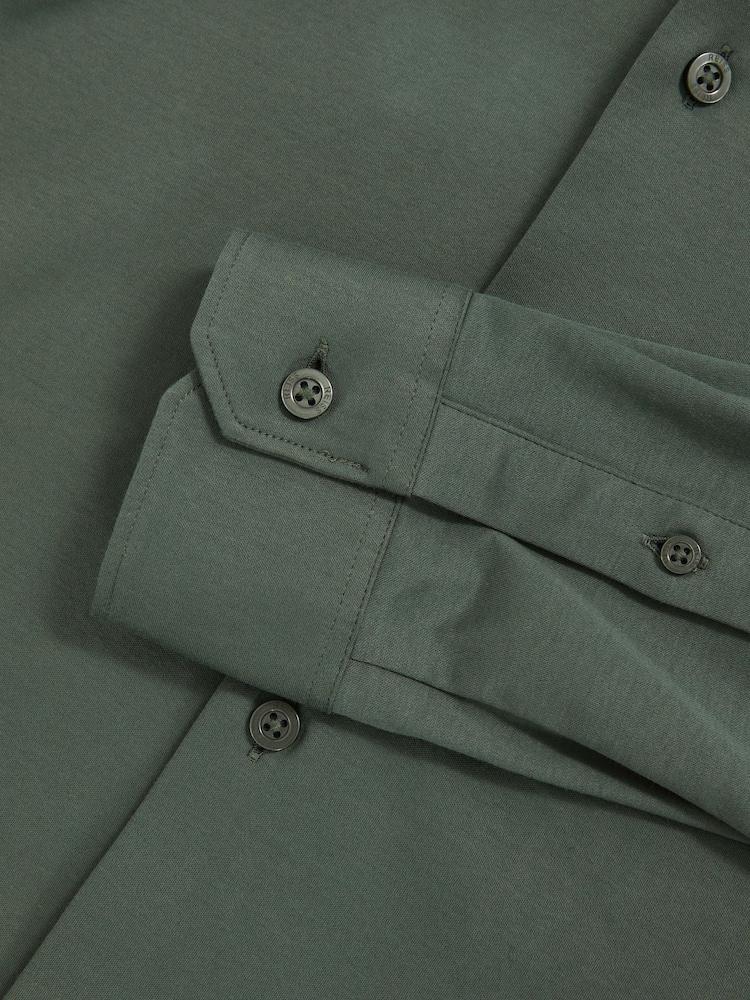 Reiss Kale Green Duke Cotton-Jersey Button-Through Shirt - Image 6 of 6