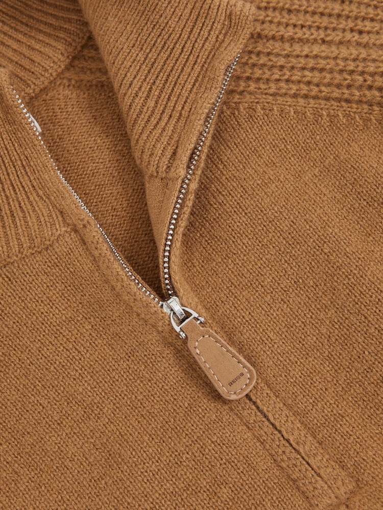 Reiss Camel Charming Wool And Cashmere Half-Zip Jumper - Image 6 of 6 Reiss Camel Charming Wool And Cashmere Half-Zip Jumper - Image 6 of 6