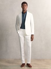 Reiss Airforce Blue Duke Cotton-Jersey Button-Through Shirt - Image 6 of 7
