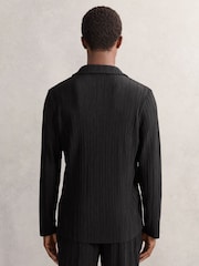 Reiss Black Aubry Plissé Cuban-Collar Long-Sleeve Shirt - Image 5 of 6