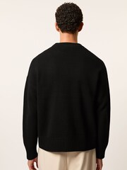 Reiss Black Archibald Monogram Embroidered Wool Jumper - Image 6 of 7