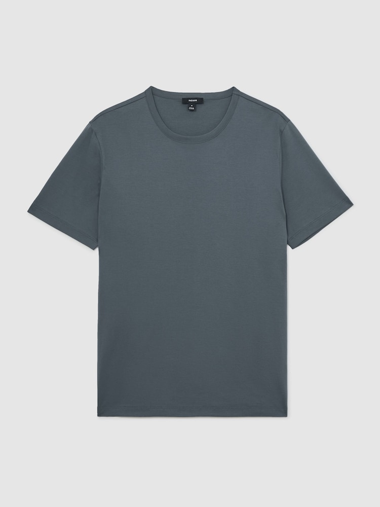 Reiss Airforce Blue Count Airwater-Cotton Crew-Neck T-Shirt - Image 2 of 6