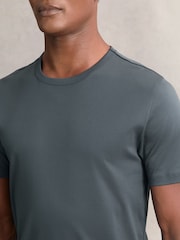 Reiss Airforce Blue Count Airwater-Cotton Crew-Neck T-Shirt - Image 3 of 6