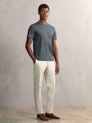 Reiss Airforce Blue Count Airwater-Cotton Crew-Neck T-Shirt - Image 4 of 6