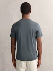 Reiss Airforce Blue Count Airwater-Cotton Crew-Neck T-Shirt - Image 5 of 6